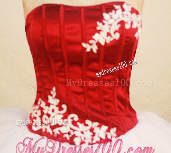 Simple Style Red and White Pick Ups Quinceanera Dresses with Appliques