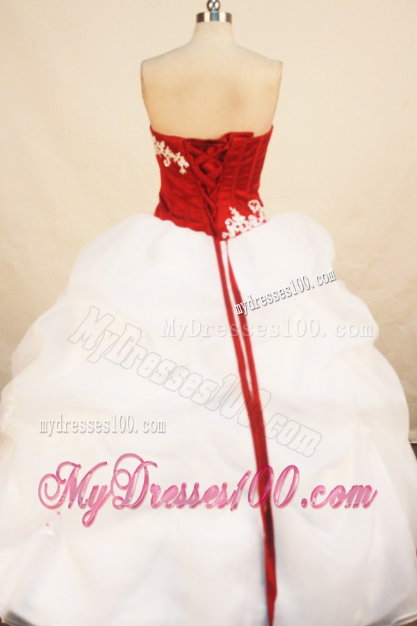 Simple Style Red and White Pick Ups Quinceanera Dresses with Appliques
