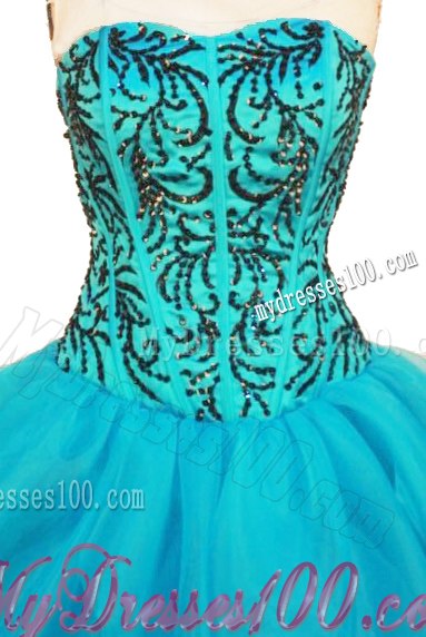 Appliques Ruffle-layers Turquoise Sweet 15 Party Dresses Lace-up Back in Fashion