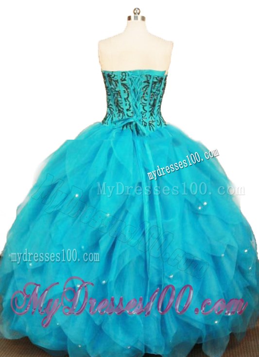 Appliques Ruffle-layers Turquoise Sweet 15 Party Dresses Lace-up Back in Fashion