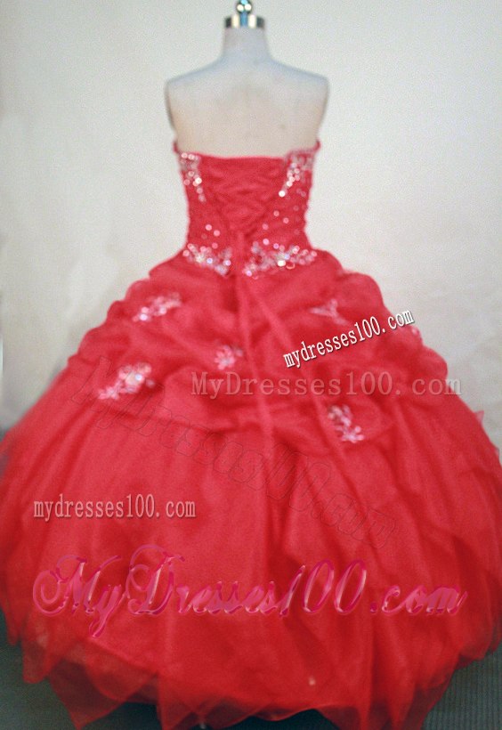 Pick Ups Appliques Sweetheart Red Quinceanera Dresses with Beading
