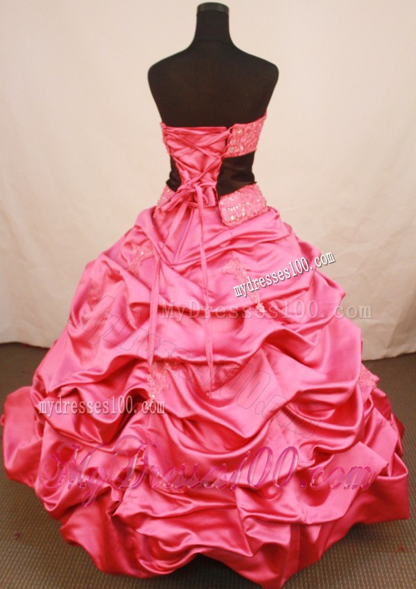 Top Pick ups Beaded Quinceanera Dresses in Hot Pink Lace-up Back B