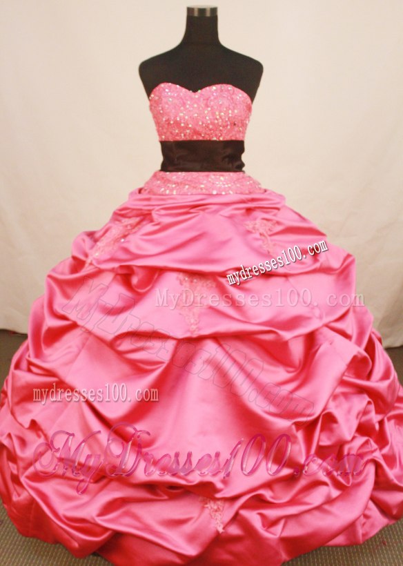 Top Pick ups Beaded Quinceanera Dresses in Hot Pink Lace-up Back B