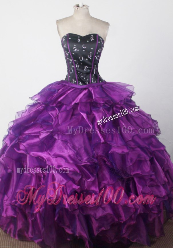 Black and Eggplant Purple Detachable Quinceanera Dress