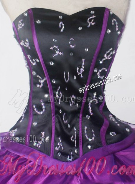 Black and Eggplant Purple Detachable Quinceanera Dress
