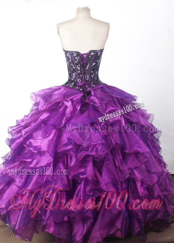 Black and Eggplant Purple Detachable Quinceanera Dress