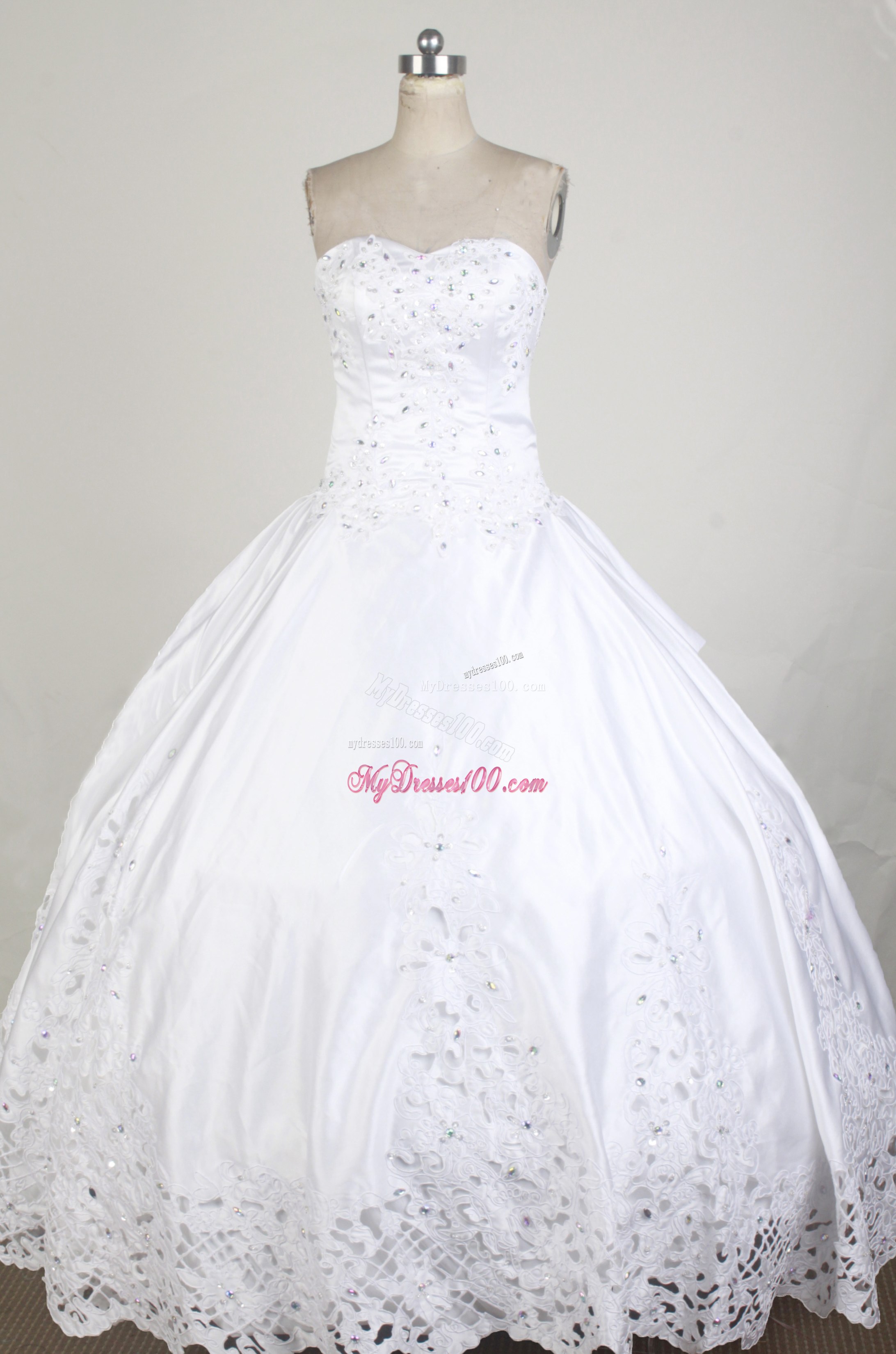 Appliques and Pick-ups Accent White Dress for Quinceanera