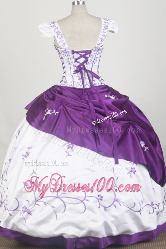 Embroidered White and Eggplant Purple Dresses 16 Detachable