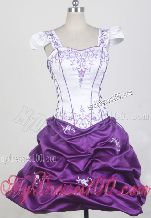 Embroidered White and Eggplant Purple Dresses 16 Detachable