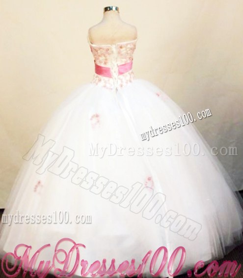 White Tulle Appliques Sweet 15 Dresses with Criss Cross in the Front