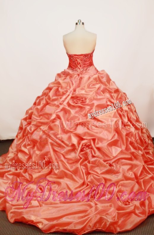 Slit Diamonds and Embroideries Decorated Sweet 15 Dresses with Brush Train