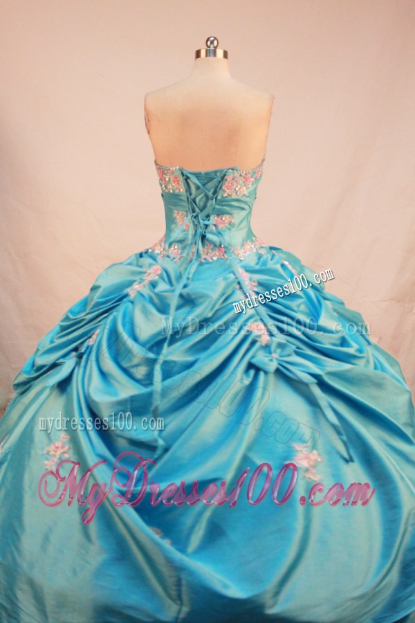 Aqua Blue Bowknot Sweet 15 Dresses with Hot Pink Appliques Ruffle Layers