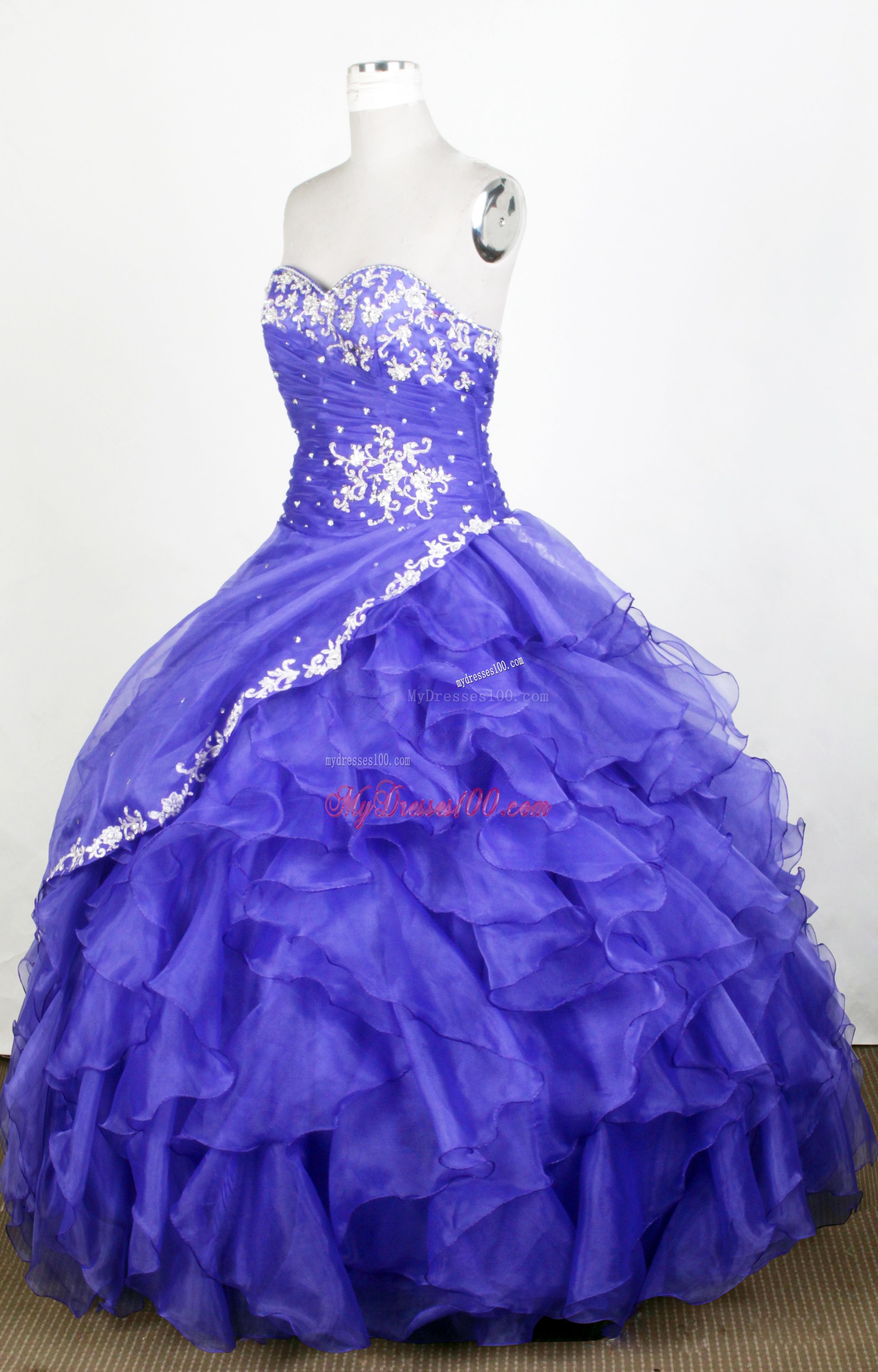 Ruching Diamonds and Appliques Sweet 15 Dresses with Ruffled Layers