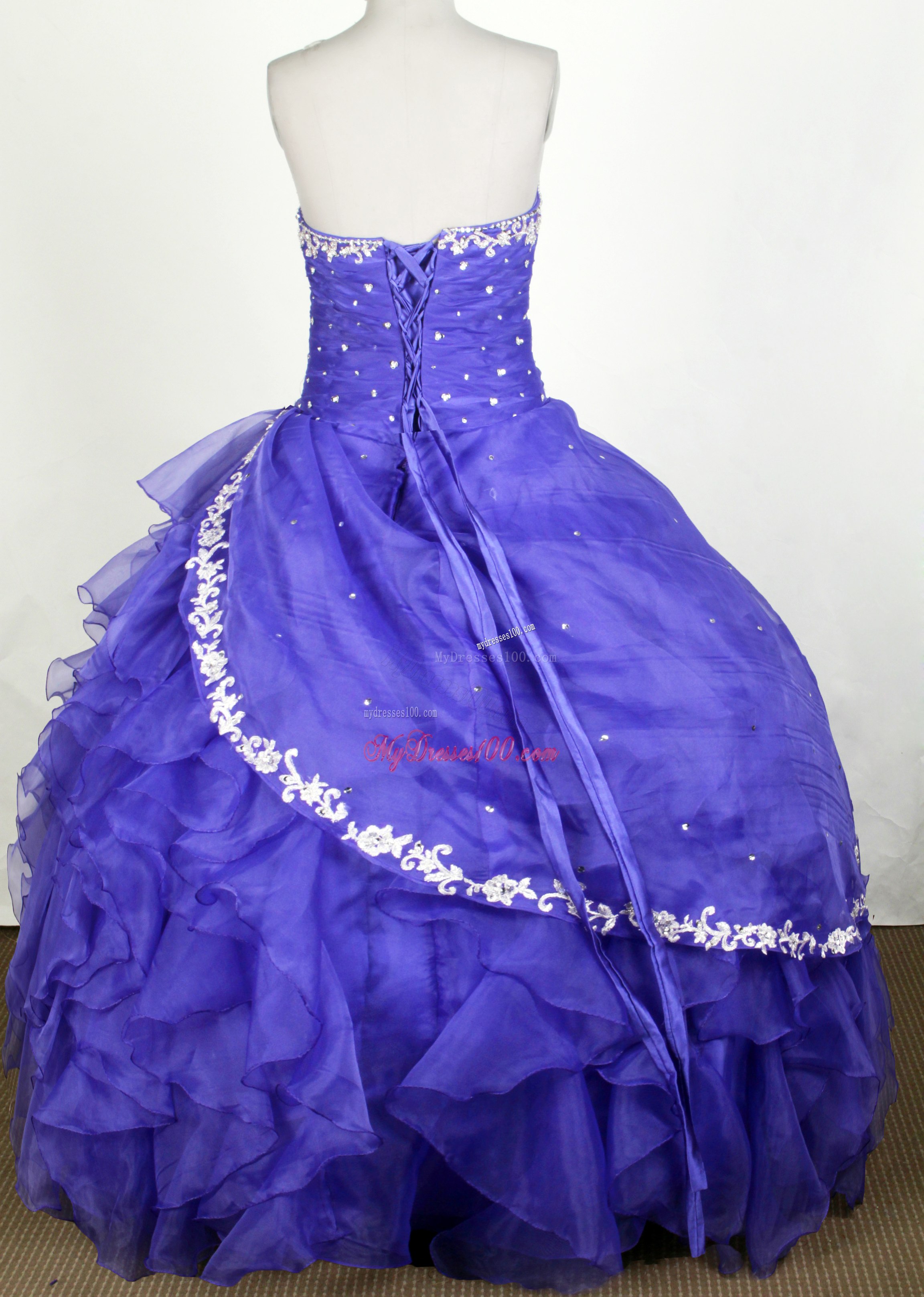 Ruching Diamonds and Appliques Sweet 15 Dresses with Ruffled Layers