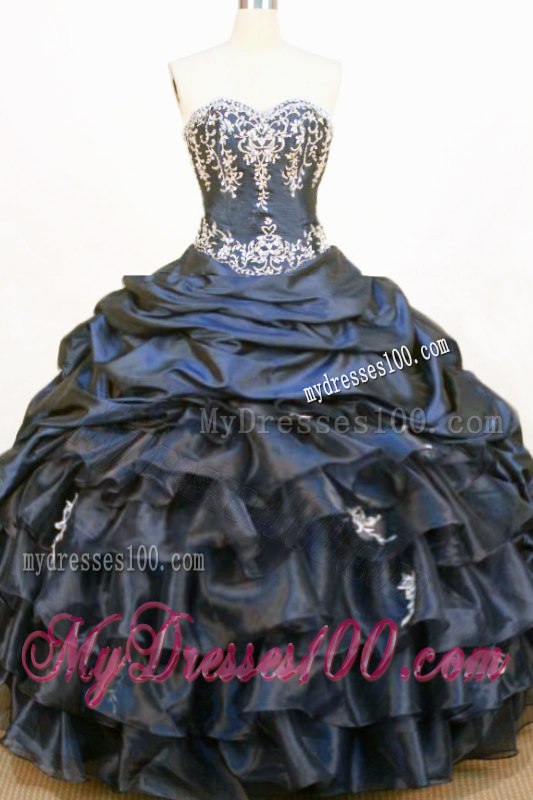 Pick-ups Appliques Navy Blue Sweetheart Quinceanera Dresses Taffeta