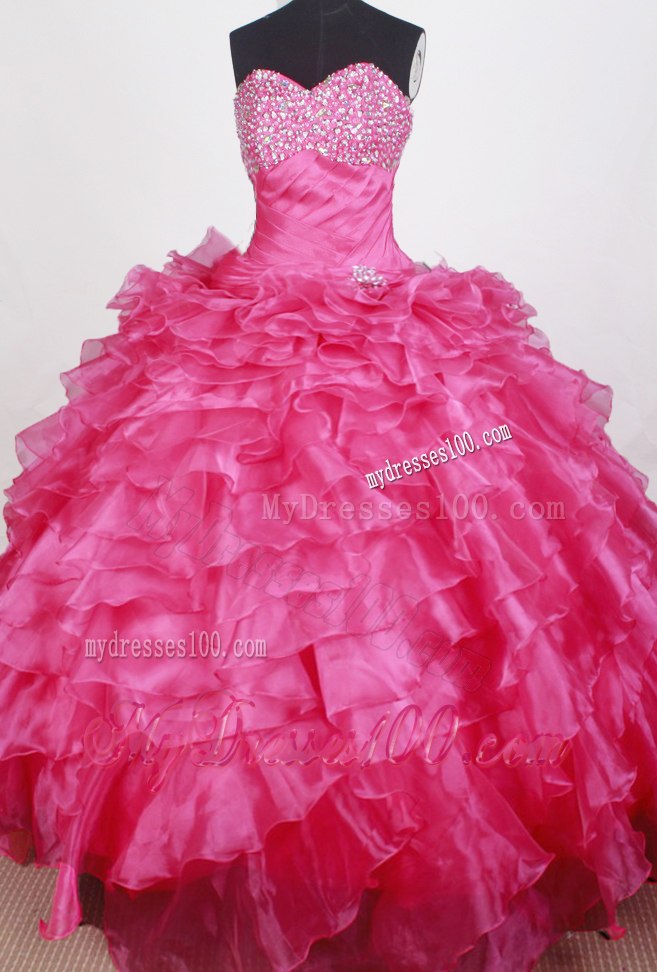 Detachable Ruffled Hot Pink Sweet 16 Quinceanera Dresses