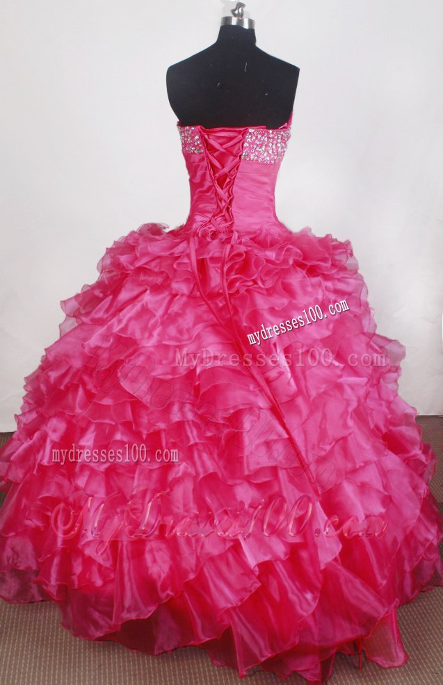 Detachable Ruffled Hot Pink Sweet 16 Quinceanera Dresses