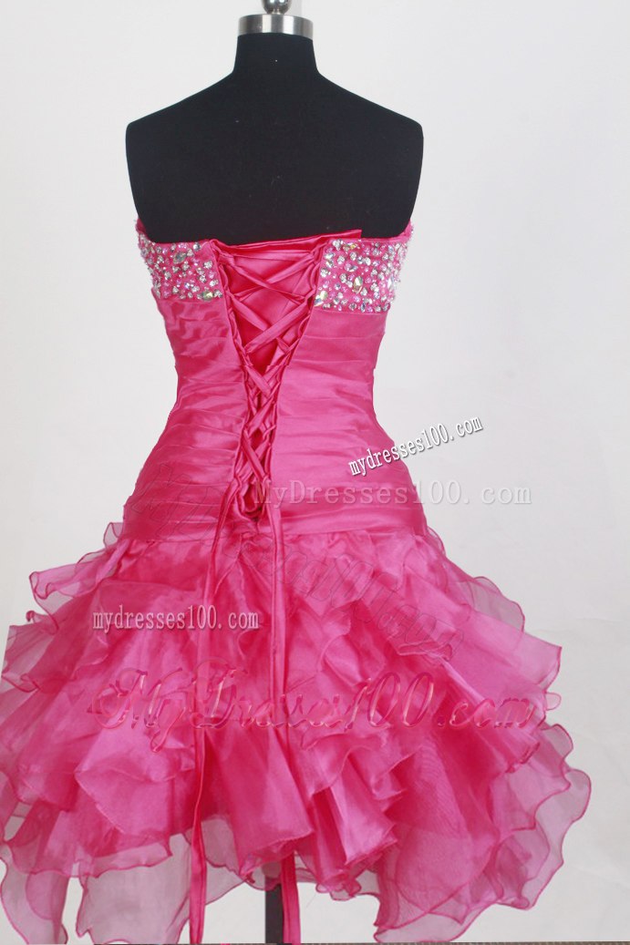 Detachable Ruffled Hot Pink Sweet 16 Quinceanera Dresses