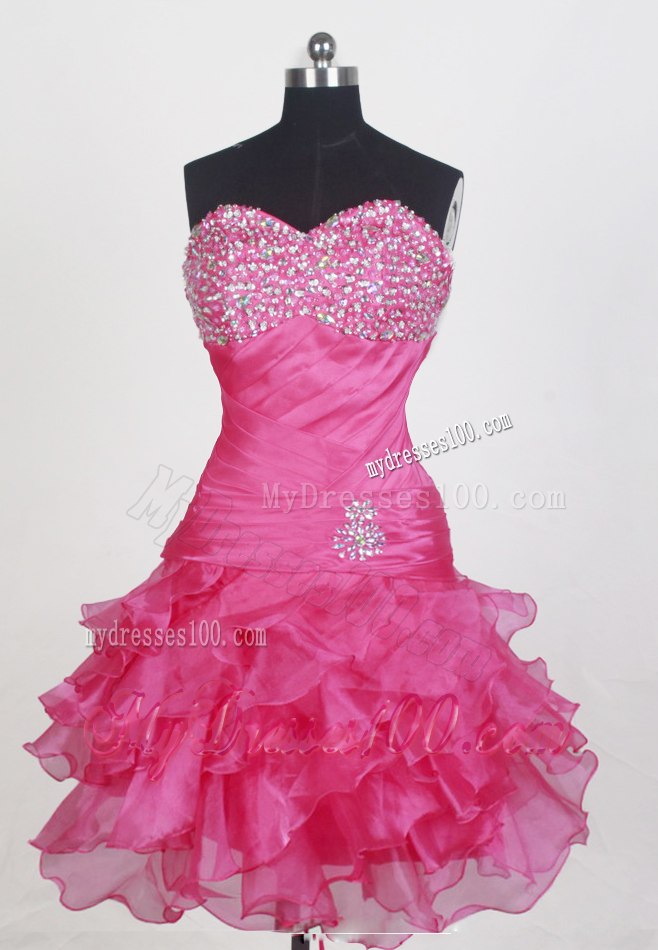 Detachable Ruffled Hot Pink Sweet 16 Quinceanera Dresses