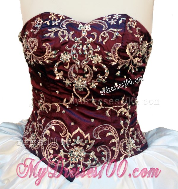 Special Sweetheart Two-toned Appliques Quinceanera Dresses White and Brown