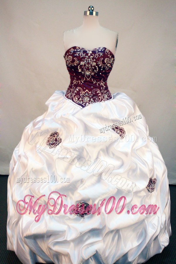 Special Sweetheart Two-toned Appliques Quinceanera Dresses White and Brown