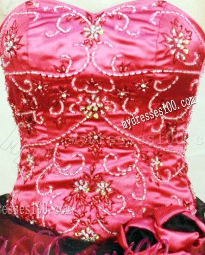 Ball Gown Appliques Beading Hot Pink Quinceanera Gowns for Girls Lace-up Back