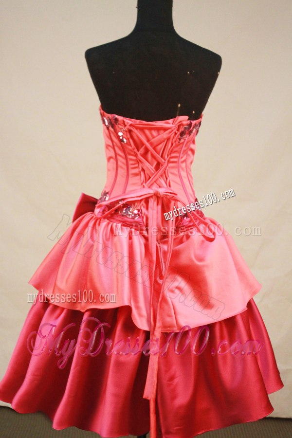 Two-toned Red Ruffles Quince Dresses with Sequins and Bowknot