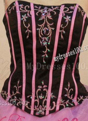 Appliques Beaded Ruffles Light Pink Quinceanera Dresses Corset Back