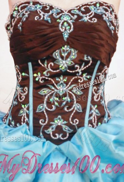 Aqua Blue and Eggplant Purple Appliques Quinceanera Dresses Corset Back Pick-ups