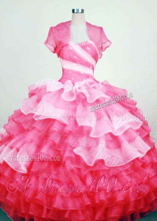 Ruching and Ruffled Layers Quinceanera Dress with Short Sleeves Jacket