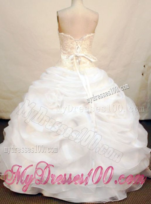 White Handle Flowers Tiers Bodice Sweet 16 Dresses with Lace Up Back