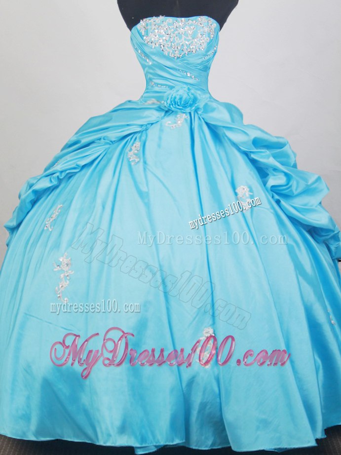 Pick-ups Accent Aqua Blue Dresses 16 with Detachable Skirt