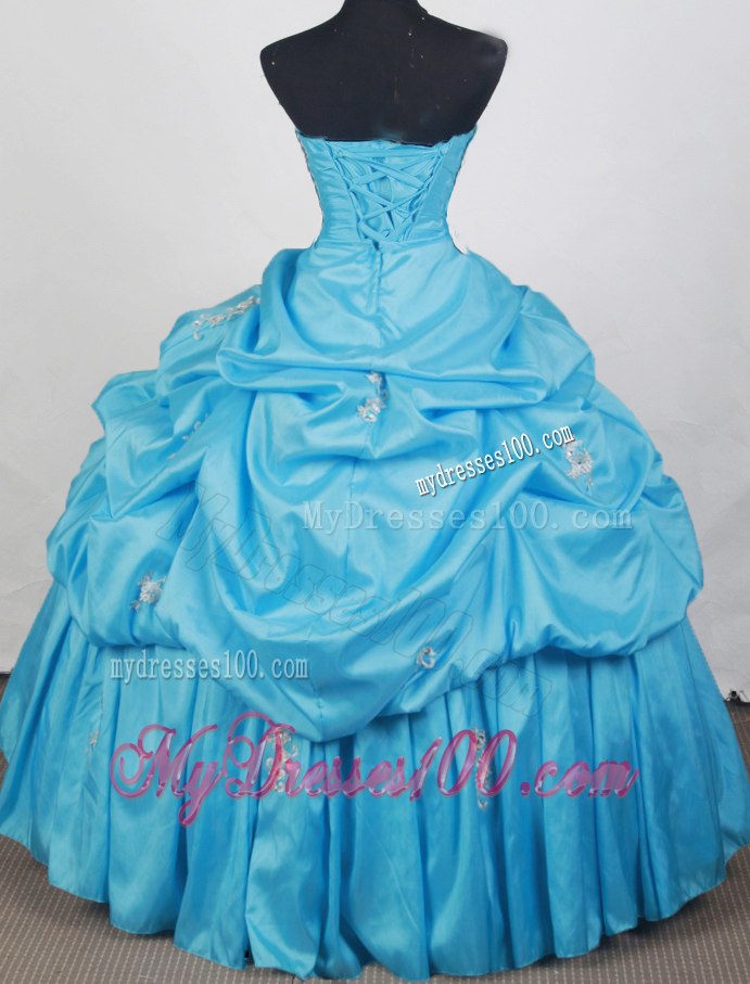 Pick-ups Accent Aqua Blue Dresses 16 with Detachable Skirt