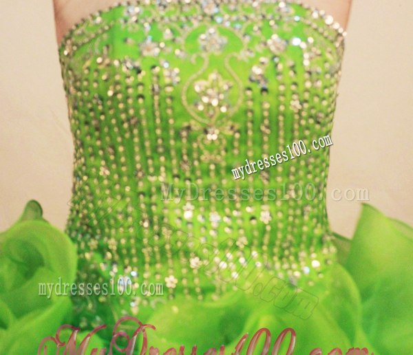Beautiful Rolling Flower Beaded Sweet 16 Dresses in Spring Green