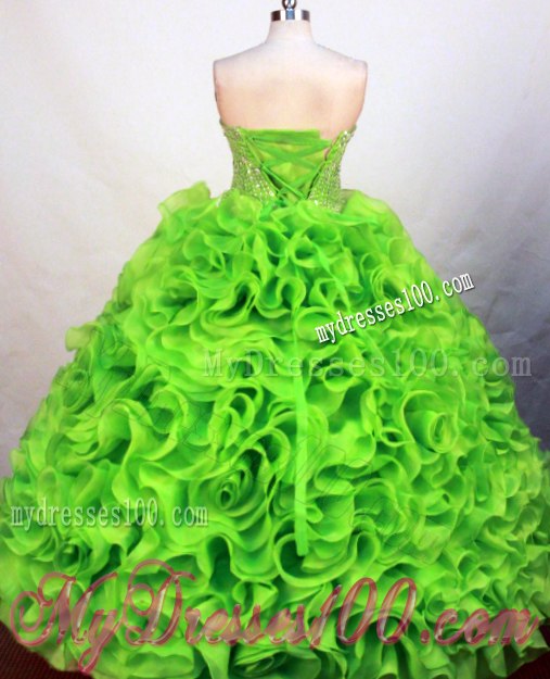 Beautiful Rolling Flower Beaded Sweet 16 Dresses in Spring Green