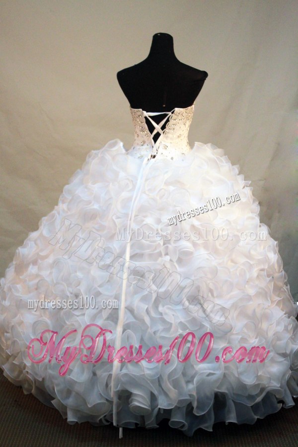 Pure White Rolling Flowers Quinceanera Dresses with Beading Best Seller