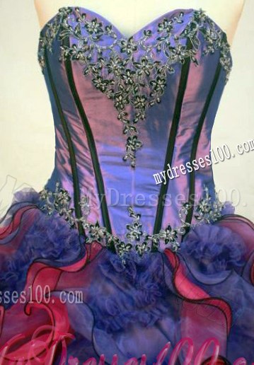 Exquisite Multi-color Appliques Corset Back Quinceanera Dresses Tiers of Ruffles