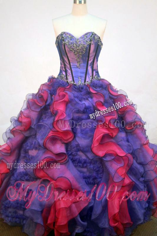 Exquisite Multi-color Appliques Corset Back Quinceanera Dresses Tiers of Ruffles