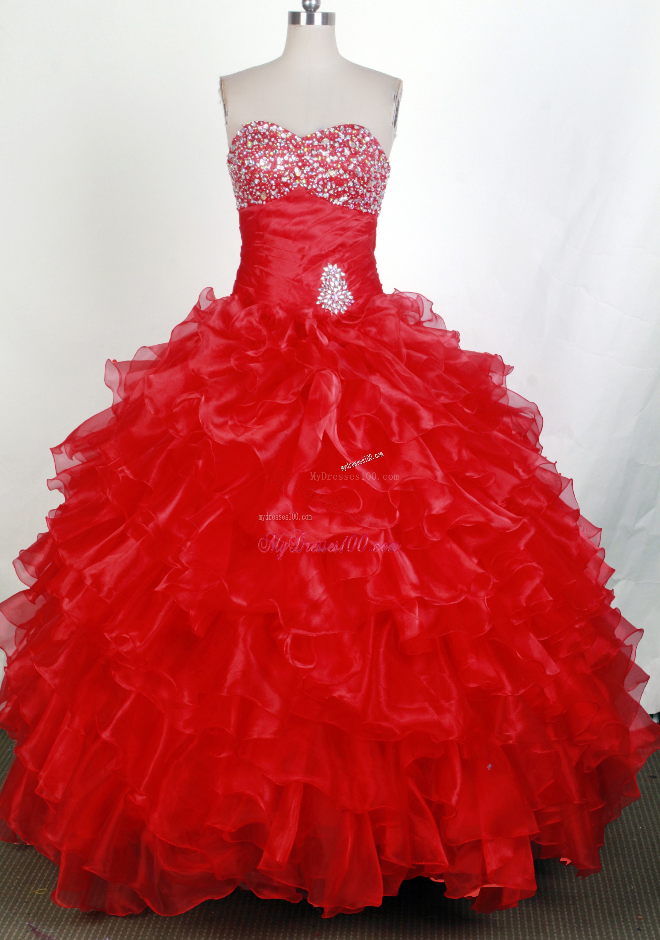 Hot Pink Ruching Diamond Sweetheart Sweet 16 Dresses with Ruffles