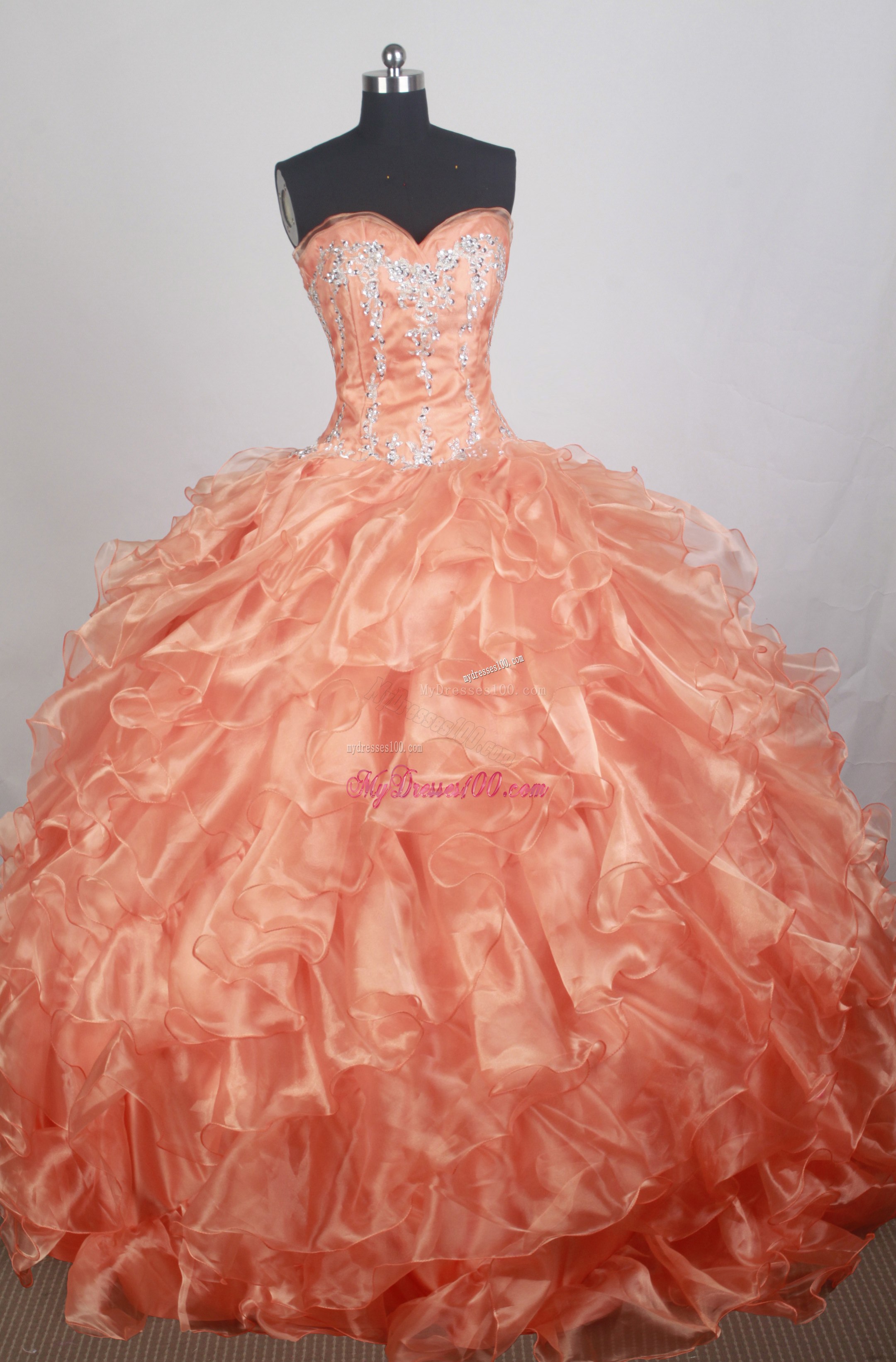 Ball Gown Sweetheart Quinceanera Party Dress with Ruffles and Diamonds
