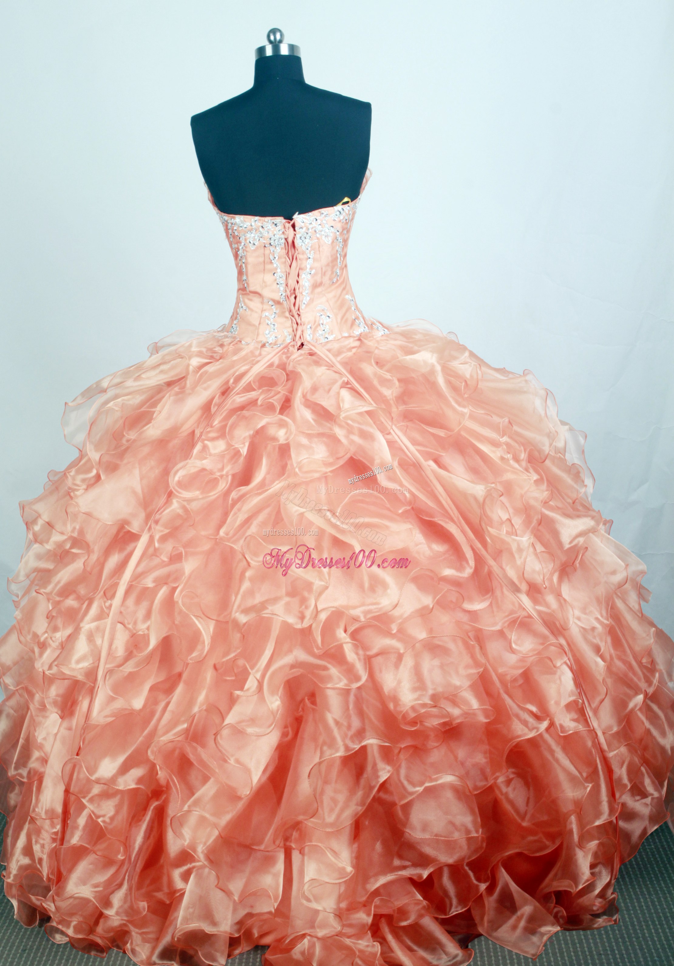 Ball Gown Sweetheart Quinceanera Party Dress with Ruffles and Diamonds