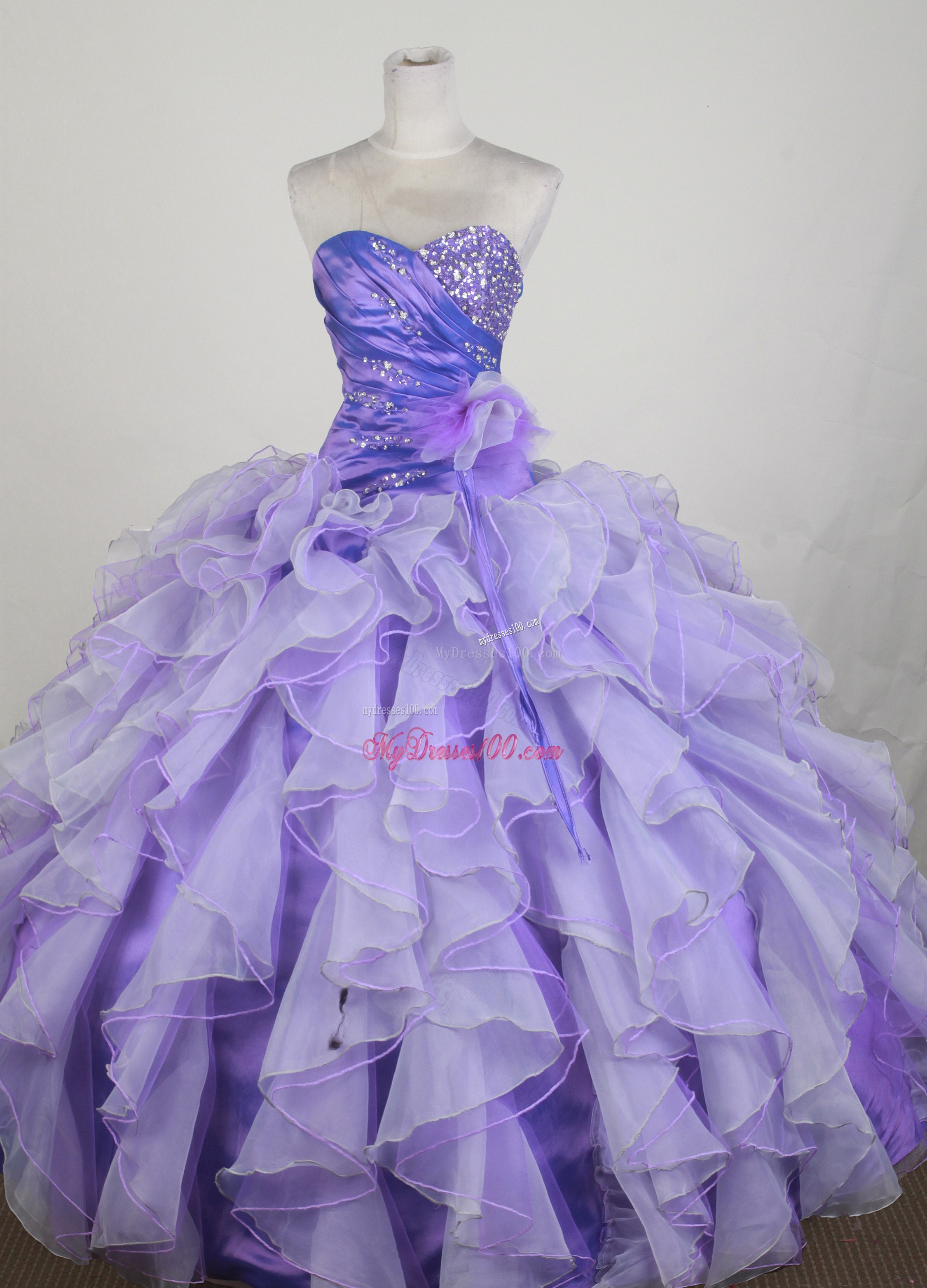 Multi-Toned Purple Quinceanera Dress with Beading and Ruffles