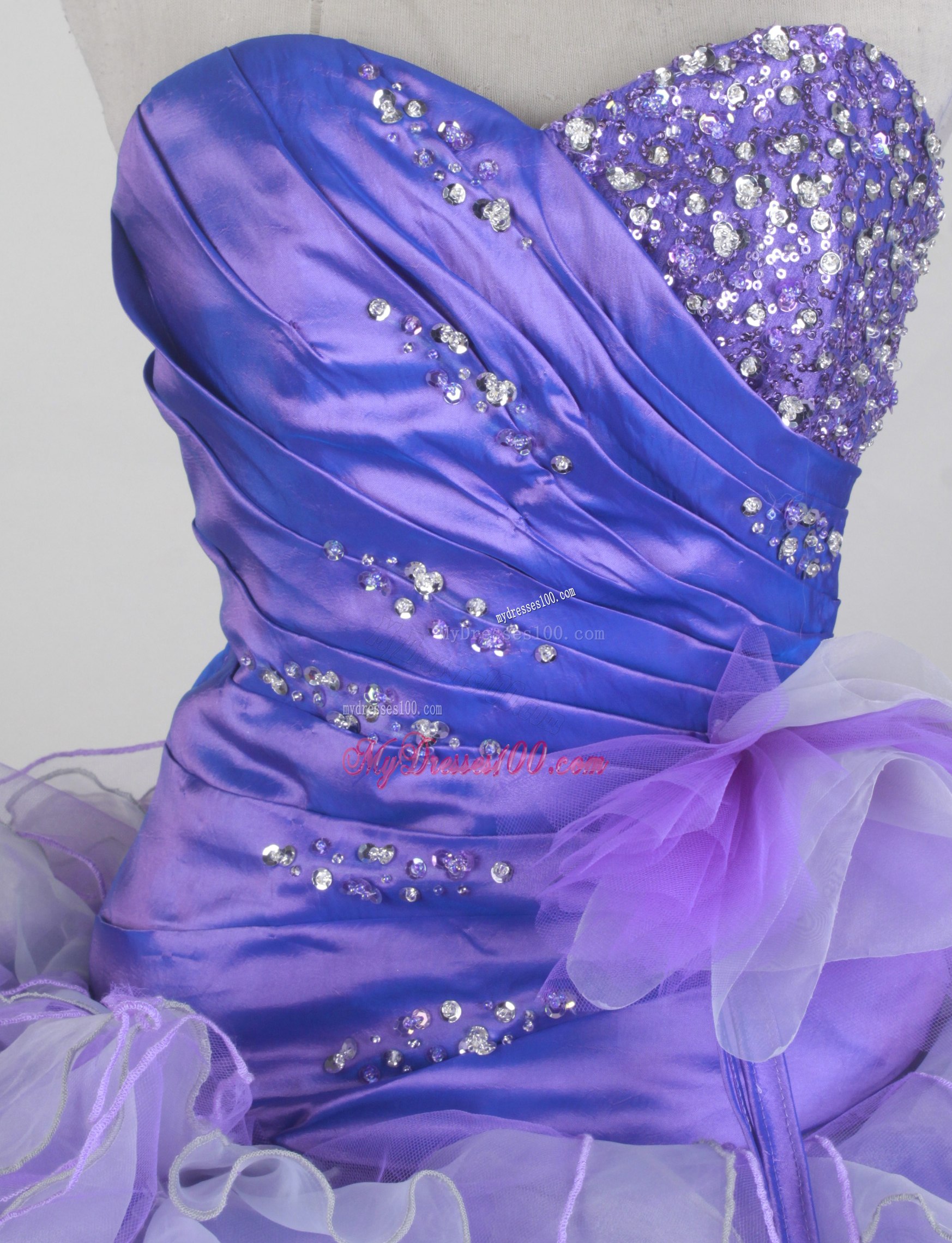 Multi-Toned Purple Quinceanera Dress with Beading and Ruffles