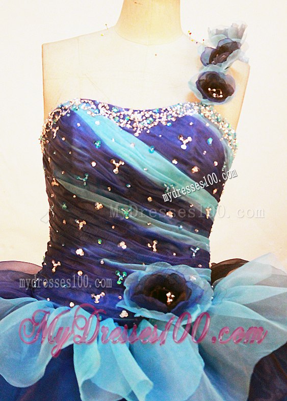 Multi-color One Shoulder Neck Ruffles Floor-length Quince Dresses