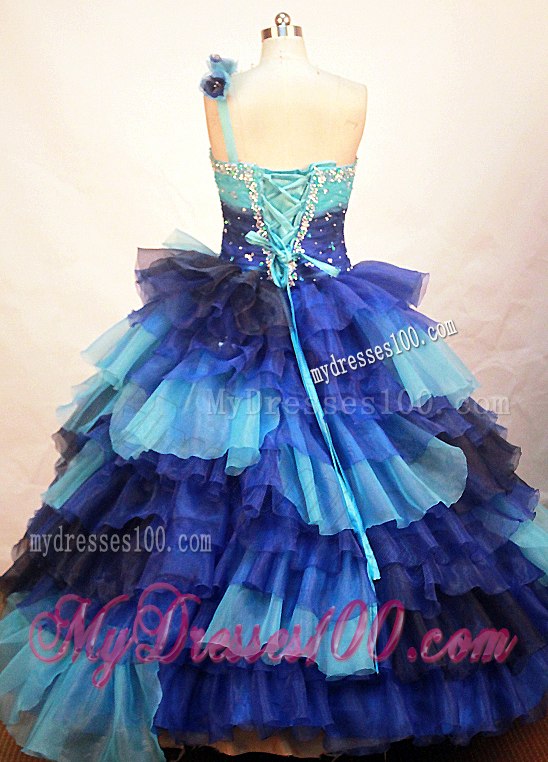 Multi-color One Shoulder Neck Ruffles Floor-length Quince Dresses