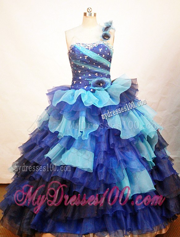 Multi-color One Shoulder Neck Ruffles Floor-length Quince Dresses