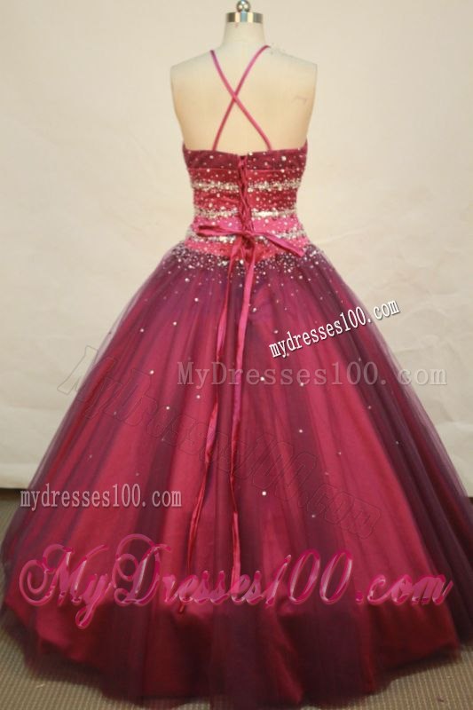 Halter V-neck Tulle Sweet sixteen dresses with Cool Waist and shiny Paillettes