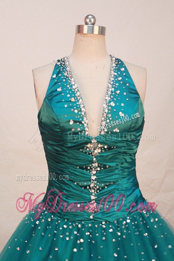 Halter Top Sweet 16 Dresses with Ruching Diamonds and Criss Cross Back