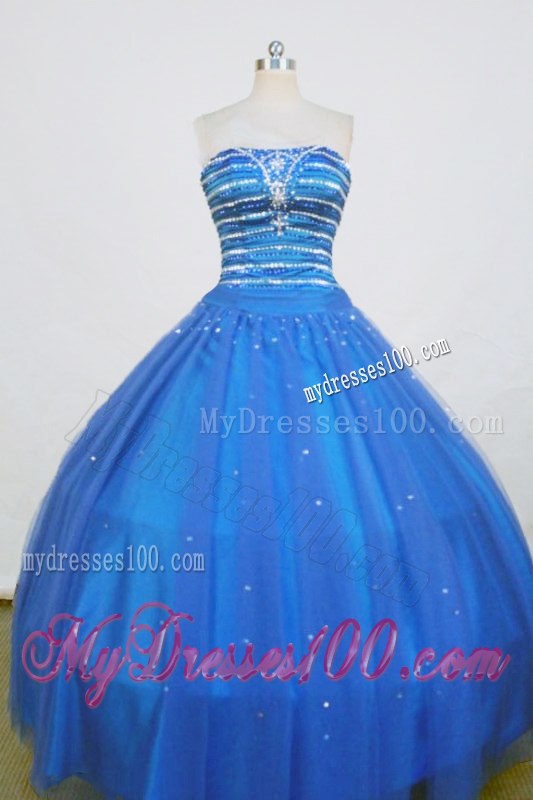 Outstanding Puffy Beading Quinceanera Dresses in Blue Lace-up Back Floor Length