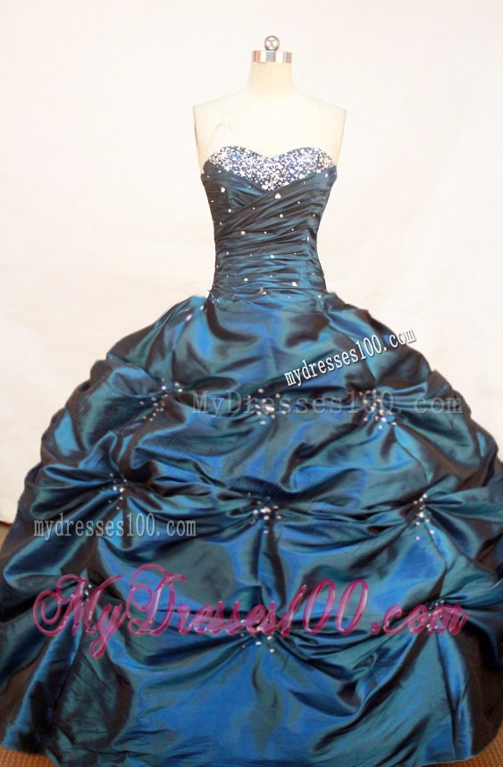 Teal Puffy Ball Gowm Quince Dresses with Rainestone for Cheap